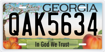 GA license plate QAK5634