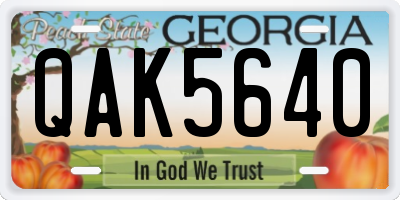 GA license plate QAK5640