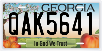 GA license plate QAK5641