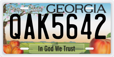 GA license plate QAK5642