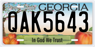 GA license plate QAK5643
