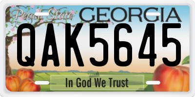 GA license plate QAK5645