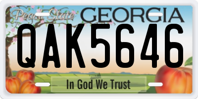 GA license plate QAK5646