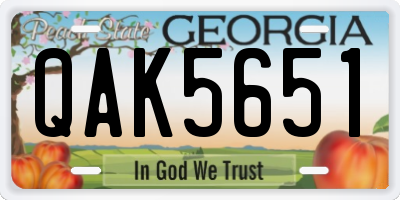 GA license plate QAK5651