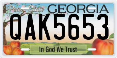 GA license plate QAK5653