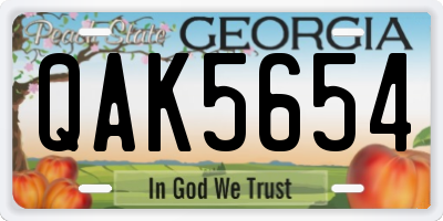 GA license plate QAK5654