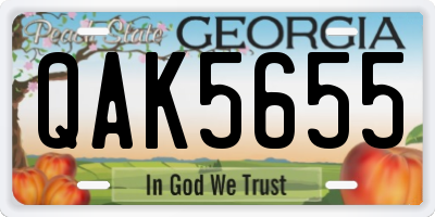 GA license plate QAK5655