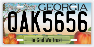 GA license plate QAK5656