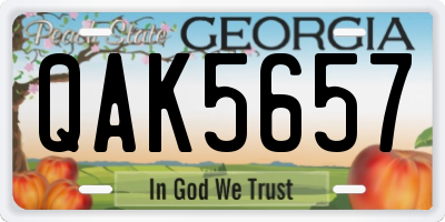 GA license plate QAK5657