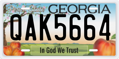 GA license plate QAK5664