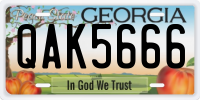 GA license plate QAK5666