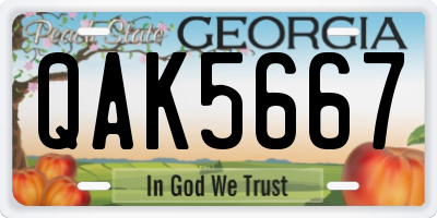 GA license plate QAK5667