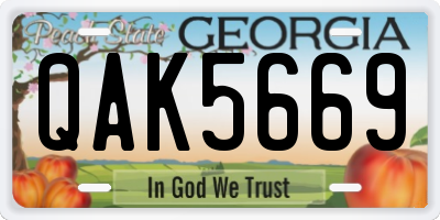 GA license plate QAK5669