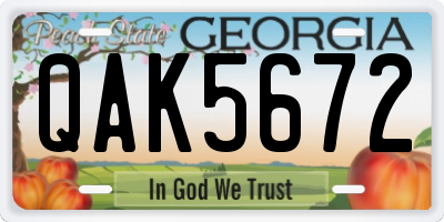 GA license plate QAK5672