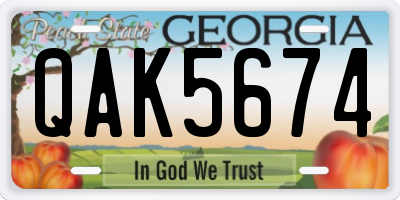 GA license plate QAK5674
