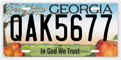 GA license plate QAK5677