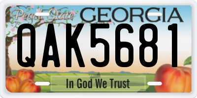 GA license plate QAK5681