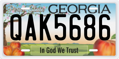 GA license plate QAK5686