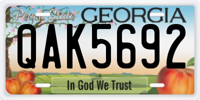 GA license plate QAK5692