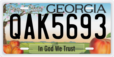 GA license plate QAK5693