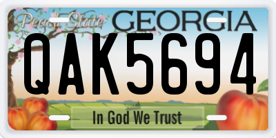 GA license plate QAK5694