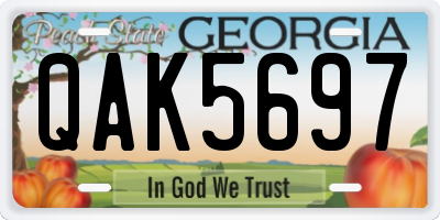 GA license plate QAK5697