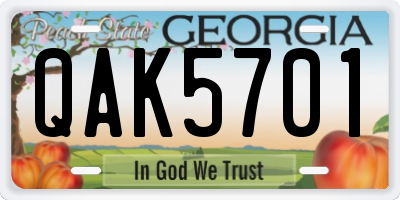 GA license plate QAK5701