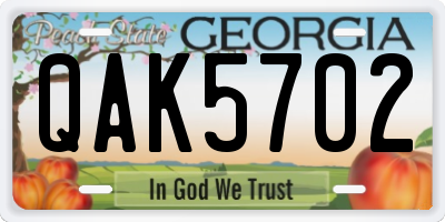 GA license plate QAK5702