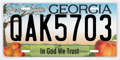 GA license plate QAK5703