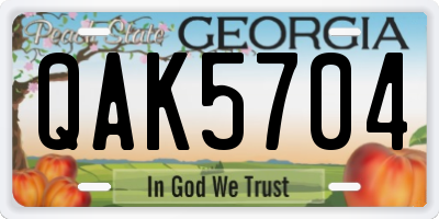 GA license plate QAK5704