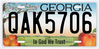 GA license plate QAK5706