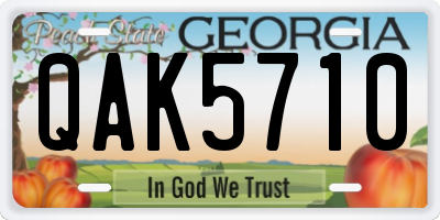 GA license plate QAK5710