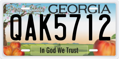 GA license plate QAK5712