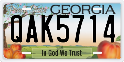 GA license plate QAK5714