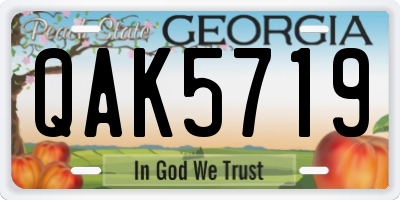 GA license plate QAK5719