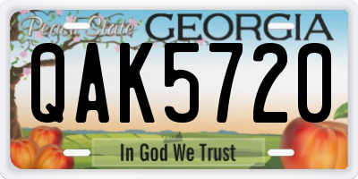 GA license plate QAK5720