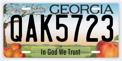 GA license plate QAK5723