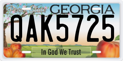 GA license plate QAK5725