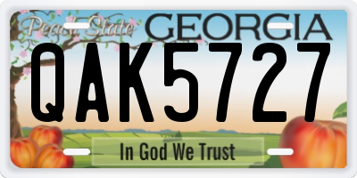 GA license plate QAK5727