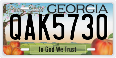 GA license plate QAK5730