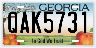 GA license plate QAK5731