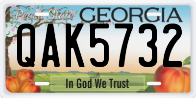 GA license plate QAK5732