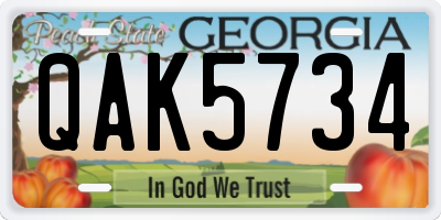 GA license plate QAK5734