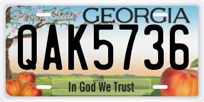 GA license plate QAK5736