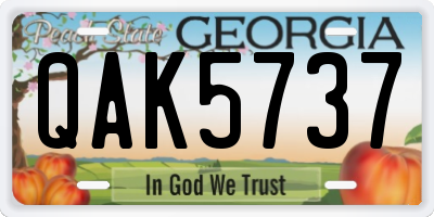 GA license plate QAK5737