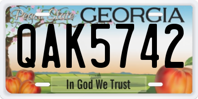 GA license plate QAK5742
