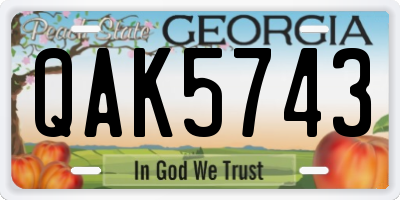 GA license plate QAK5743
