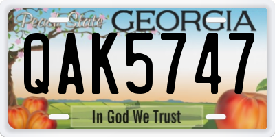 GA license plate QAK5747