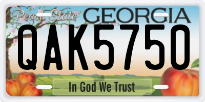 GA license plate QAK5750