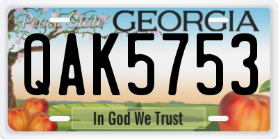 GA license plate QAK5753
